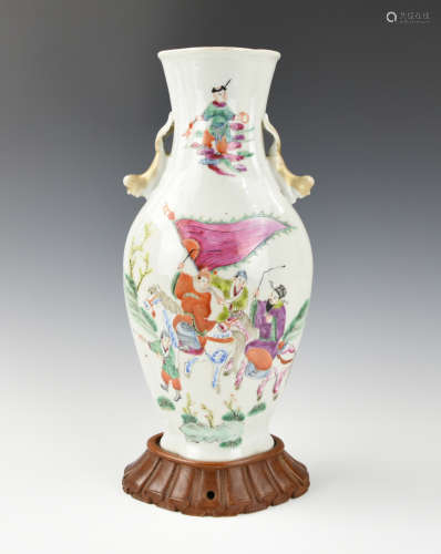 Chinese Famille Rose Vase w/ Court Figure, 19th C.