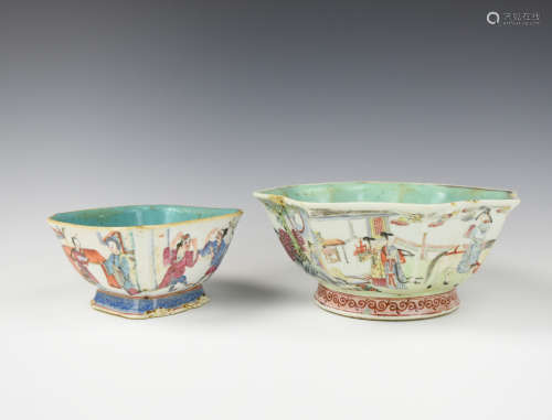 Two Chinese Famille Rose Stem Bowls, 19th C.