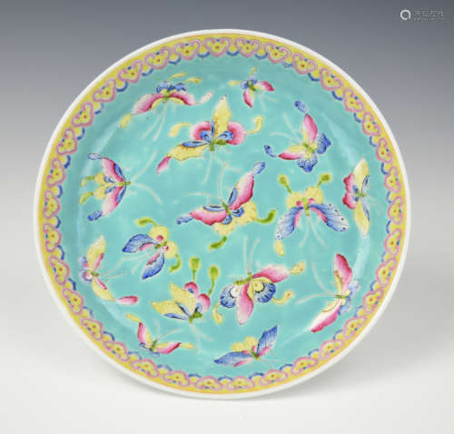 Chinese Famille Rose 'Butterfly' Plate ,19th