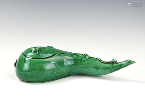 Chinese Green Glazed Melo Shape Waterpot, 19th C.