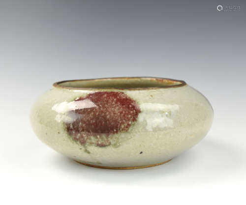 Large Chinese Celadon & Copper Red Washer,19th C.