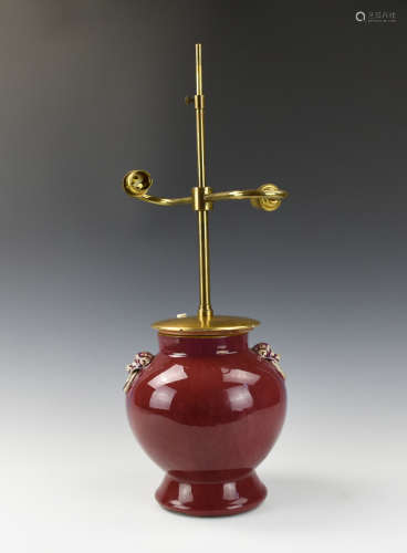 A Chinese Red Flambe Vase, MOL, 18th C.
