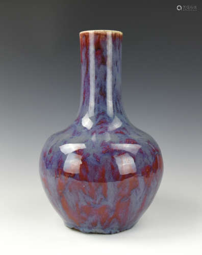 Chinese Flambe Glazed Bottle Vase,18-19th C.