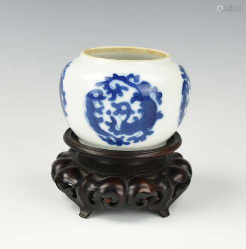 Chinese Blue & White Waterpot w/ Dragon, 18th C.