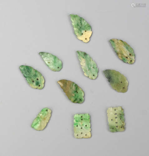 Group of Chinese Jadeite Earing Pieces, Qing D.