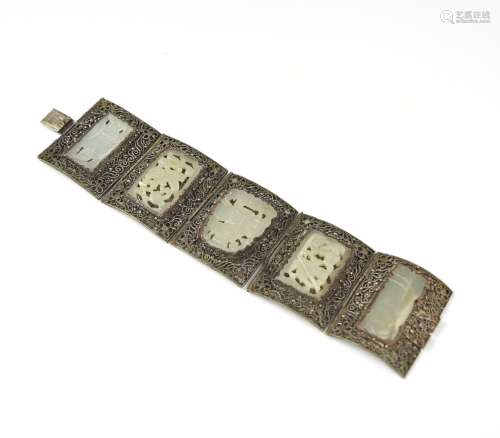 Chinese White Jade Belt Bracelet, Qing D.