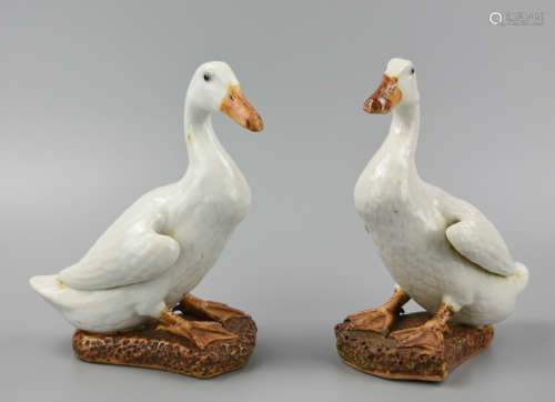 Pair of Chinese White Glazed Goose,19th C.