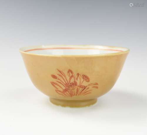 Chinese Brown Glaze & Gilt Iron Red Bowl, 19th C.