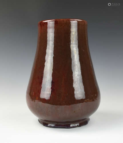 Chinese Red Flambe Gazed Vase, 20th C.