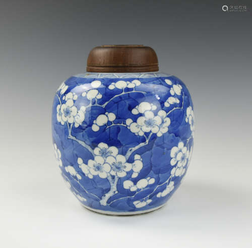 Chinese Blue & White Prunus Jar ,Kangxi Period