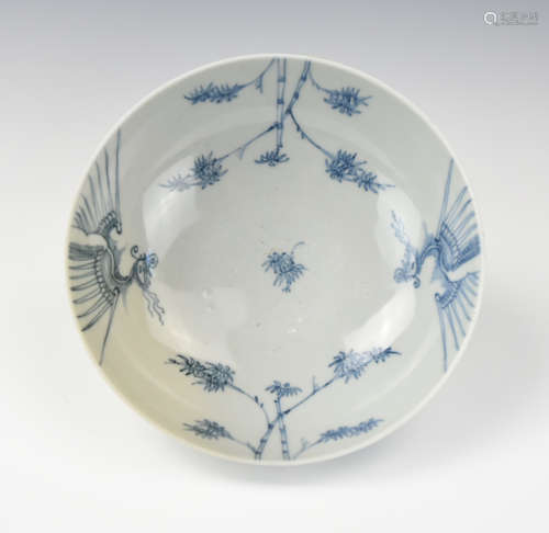 Chinese Blue & White Bowl w/ Phoenix ,Yongzheng P.