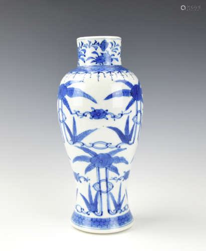 Chinese Blue & White Baluster Vase, 19th C.