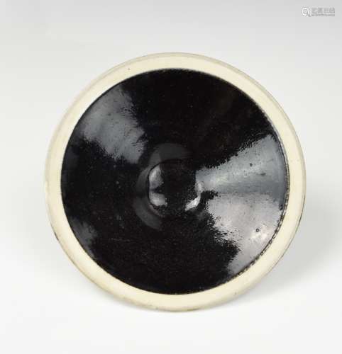 Chinese Cizhou Ware Black Glazed Bowl w/ White Rim