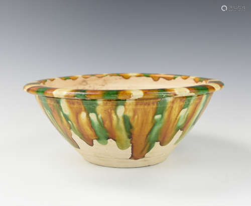 Chinese Sancai Glazed Bowl, Tang Dynasty