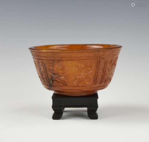 Chinese Bone Carving Bowl, Qing Dynasty