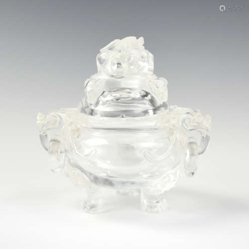 Chinese Crystal Censer and Cover, 20th C.