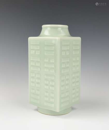 Chinese Celadon-Glazed Cong Vase,19th C.