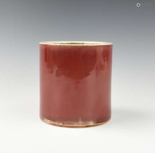 Chinese Red Glazed Brushpot, 19th C.