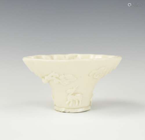 Chinese Blanc Dehua White Glazed Cup, 18th C.