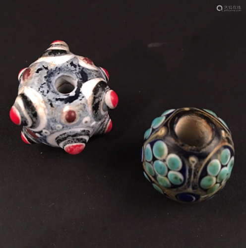 A Pair of Chinese Dragonfly Eye Beads