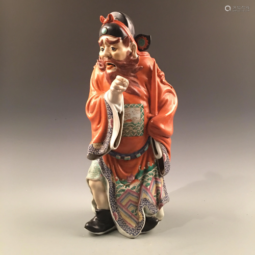 Chinese Famille Rose Porcelain Statute Of Zhong…
