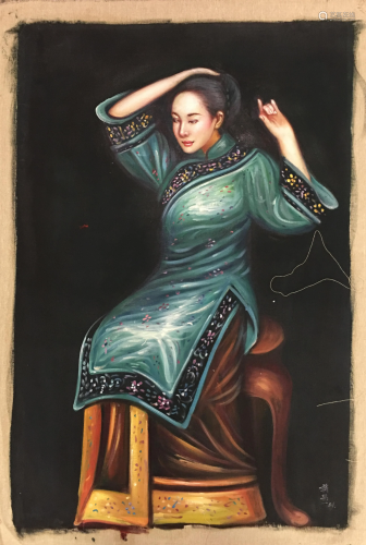 Chinese 'Beauty' Oil Painting, Jiang Changyi Si…