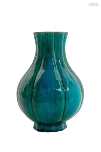 TURQUOISE ENAMEL BISQUE WATERMELON VASE \nChina, Ka…