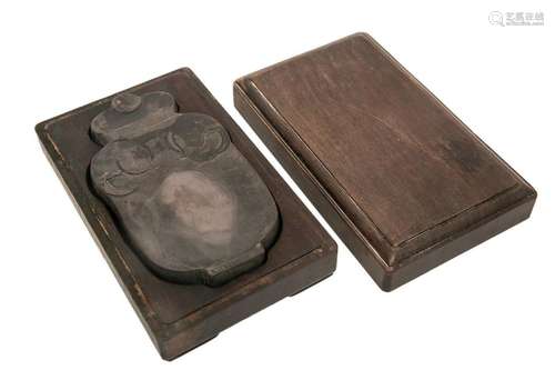 INKSTONE AND ITS BOX \nChina, 20th century \nCompact…