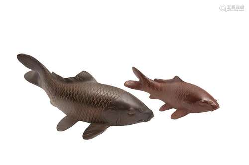 SET OF TWO (2) BRONZE KOI CARP OKIMONO \nJapan, Tai…