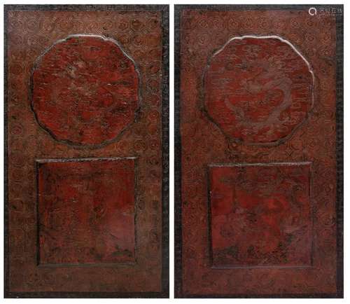 PAIR OF LACQUERED WOODEN DOOR PANELS \nChina, 17th …