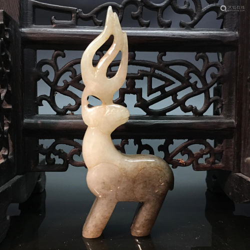 Chinese Hetian Jade Deer Figure