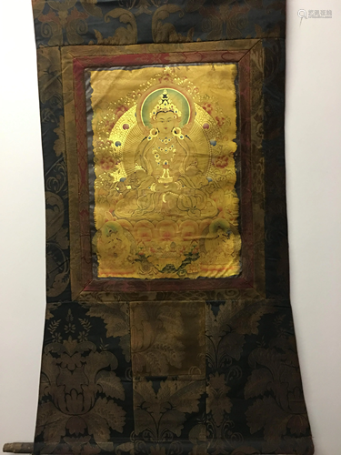 Chinese Hanging Scroll Thangka of Arya Sit…