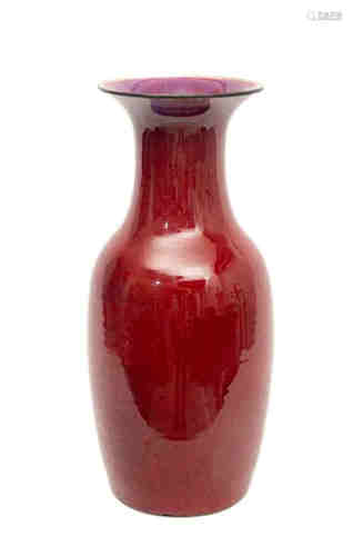 LARGE PORCELAIN VASE PHENIX TAIL ENAMELLED OXBLOOD…