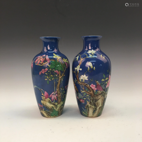A Pair of Chinese Faience Vases, Yongzheng …
