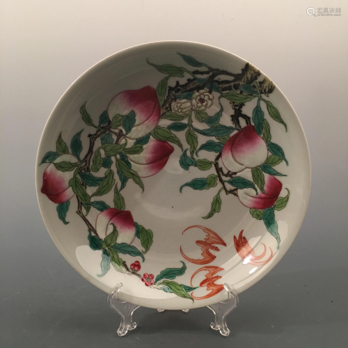Chinese Famille Rose Peach Plate, Yongzheng M…
