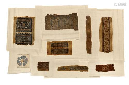 A group of nine Coptic textile fragments. Egypt, 7-10th century. (9)