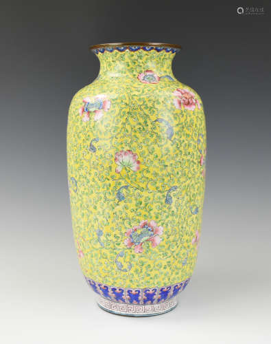 Chinese Canton Glaze Cloisonne Lantern Vase,19th C