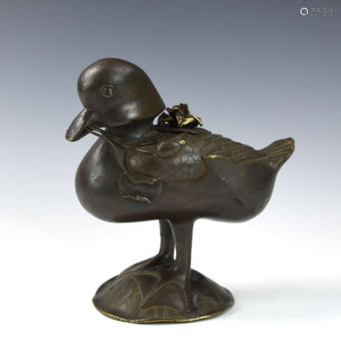 Chinese Antique Bronze Duck Censer,17-18th C.