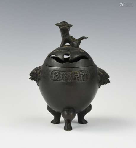 Chinese Bronze Censer and Cover, Qing D.