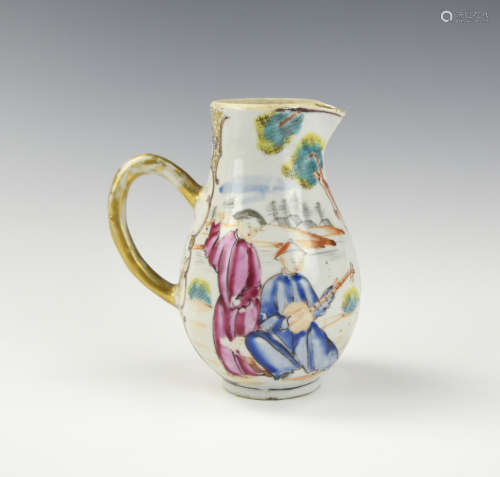 Chinese Cantonese Glazed Pitcher w/ Figure,18th C.
