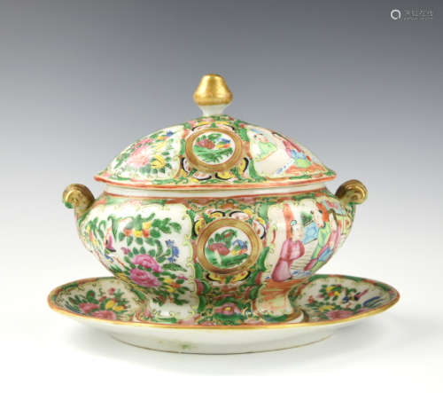 Chinese Canton Glazed Soup Tureen & Cover,19th C.