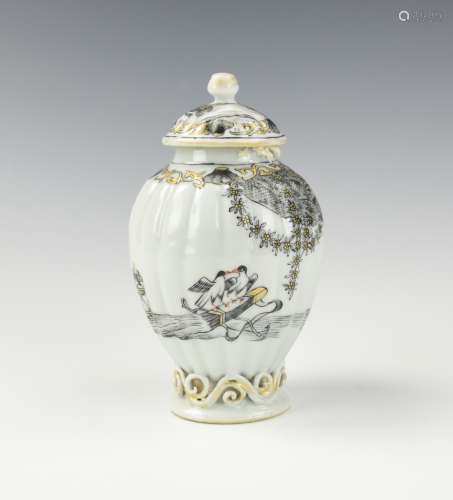 Chinese Gilt & Grisaille Jar & Cover, 18th C.