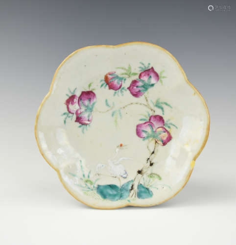 Chinese Famille Rose Stem Plate w/ Peach, 19th C.