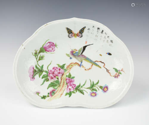 Chinese Famille Rose Plate w/ Flower& Birds,19th C