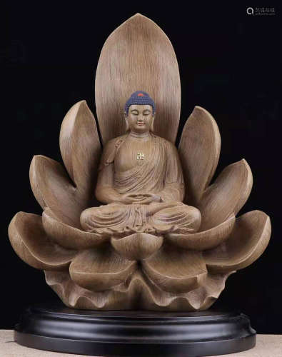 A CHENXIANG WOOD CARVED BUDDHA ORNAMENT