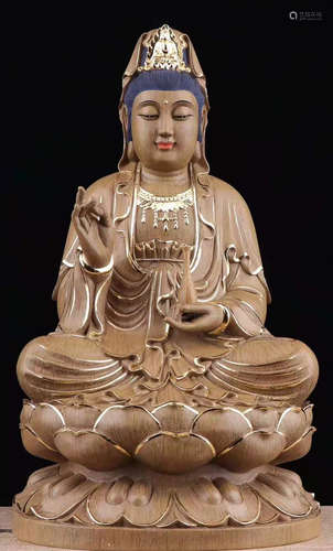 A CHENXIANG WOOD CARVED GUANYIN BUDDHA STATUE