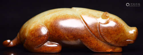 A HETIAN JADE CARVED PIG