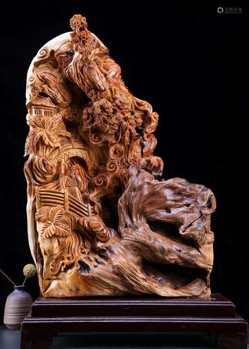 A TAIHANG YABAI WOOD CARVED ORNAMENT