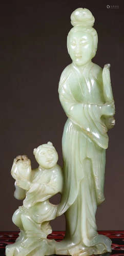 A JADE CARVED FIGURE SHAPE PENDANT