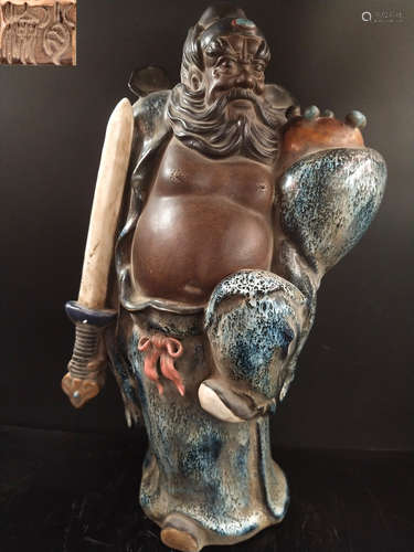 A SHIWAN YAO GLAZE ZHONGKUI STATUE